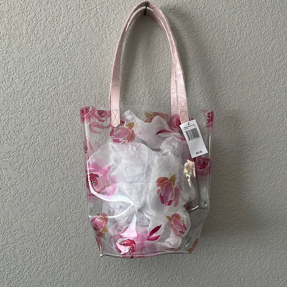 Clear PVC Pink Floral Tote from Macy's